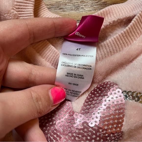 Disney Minnie Mouse pink soft sequin pullover sweatshirt size 4T - Picture 3 of 4